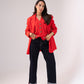 Love Laura Red Trim Turn Up Jeans In Dark Wash
