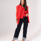 Love Laura Red Trim Turn Up Jeans In Dark Wash
