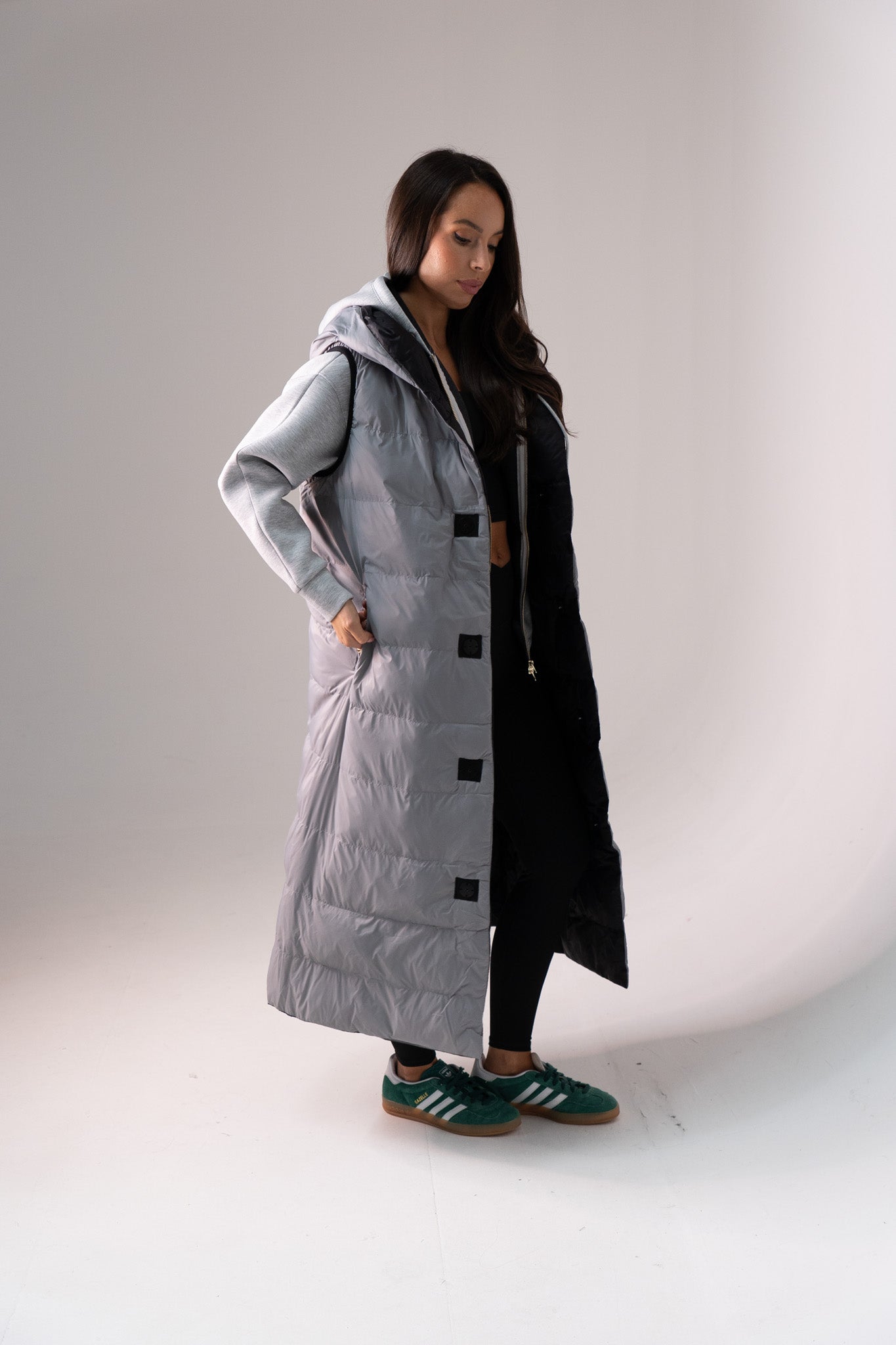 Love Laura Reversible Gilet In Black & Grey