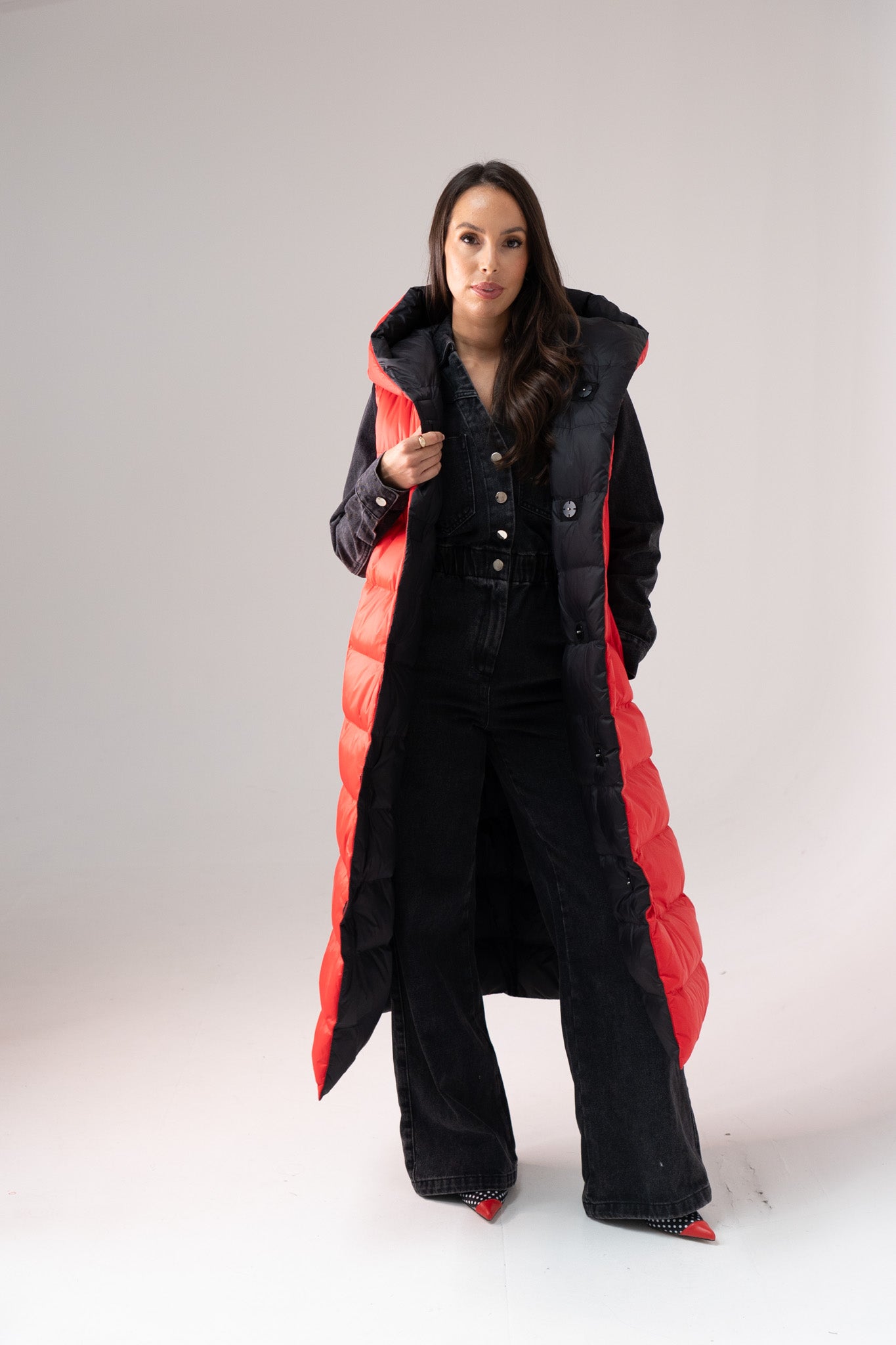 Love Laura Reversible Gilet In Black & Red