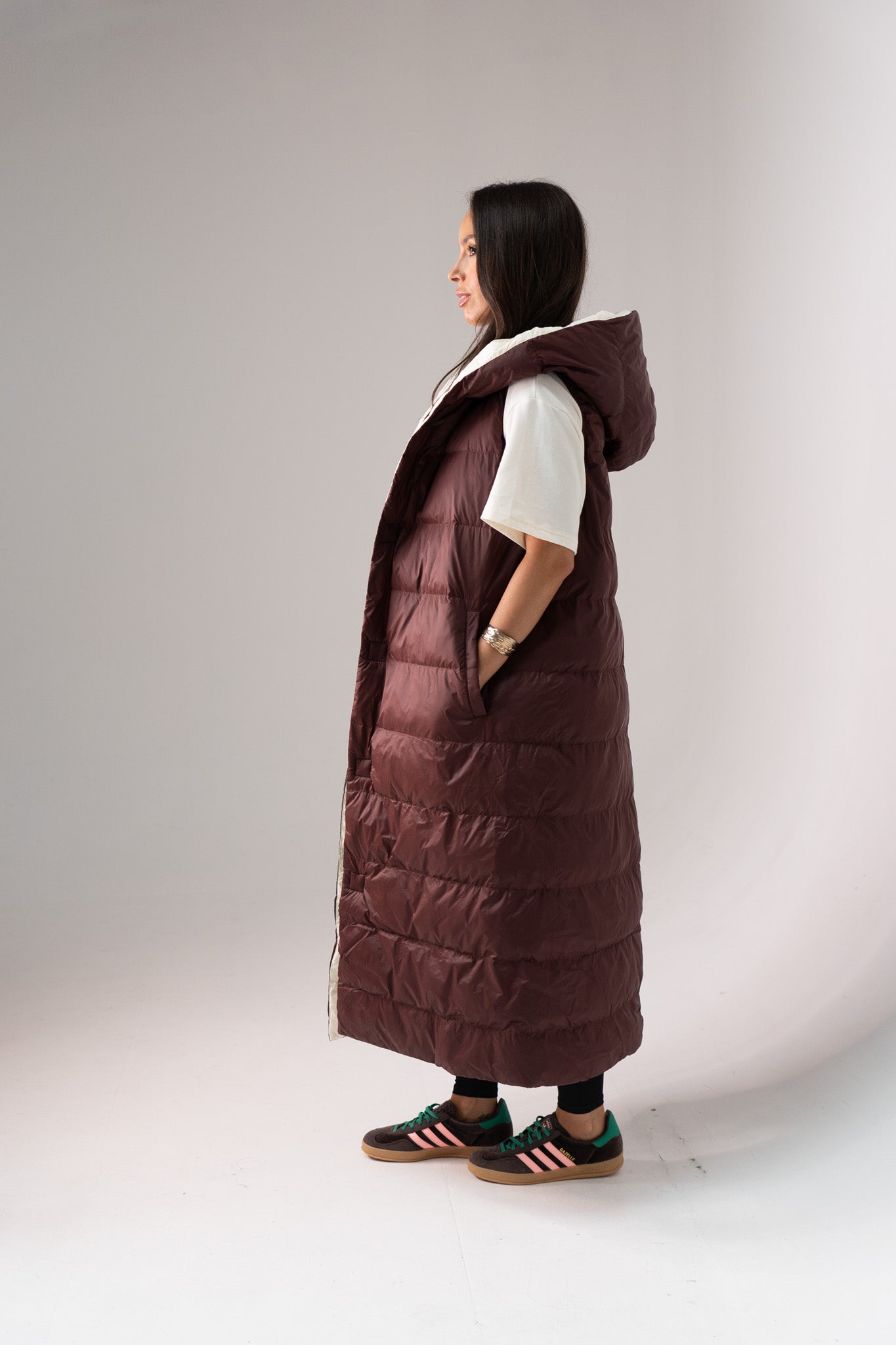 Love Laura Reversible Gilet In Burgundy & Cream