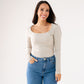 Love Laura Scoop Neck Top In Stone