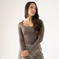 Love Laura Scoop Neck Top In Chocolate