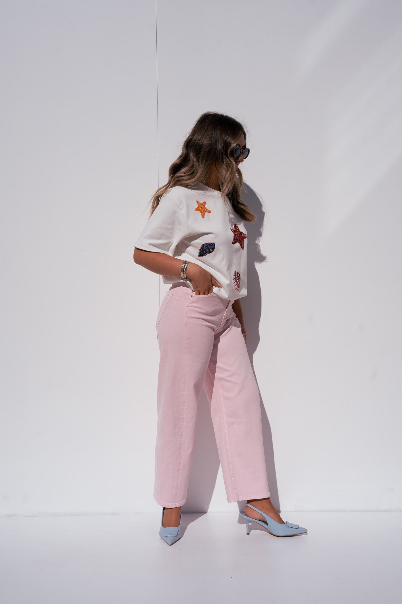 Love Laura Sequin Shell T-Shirt In White