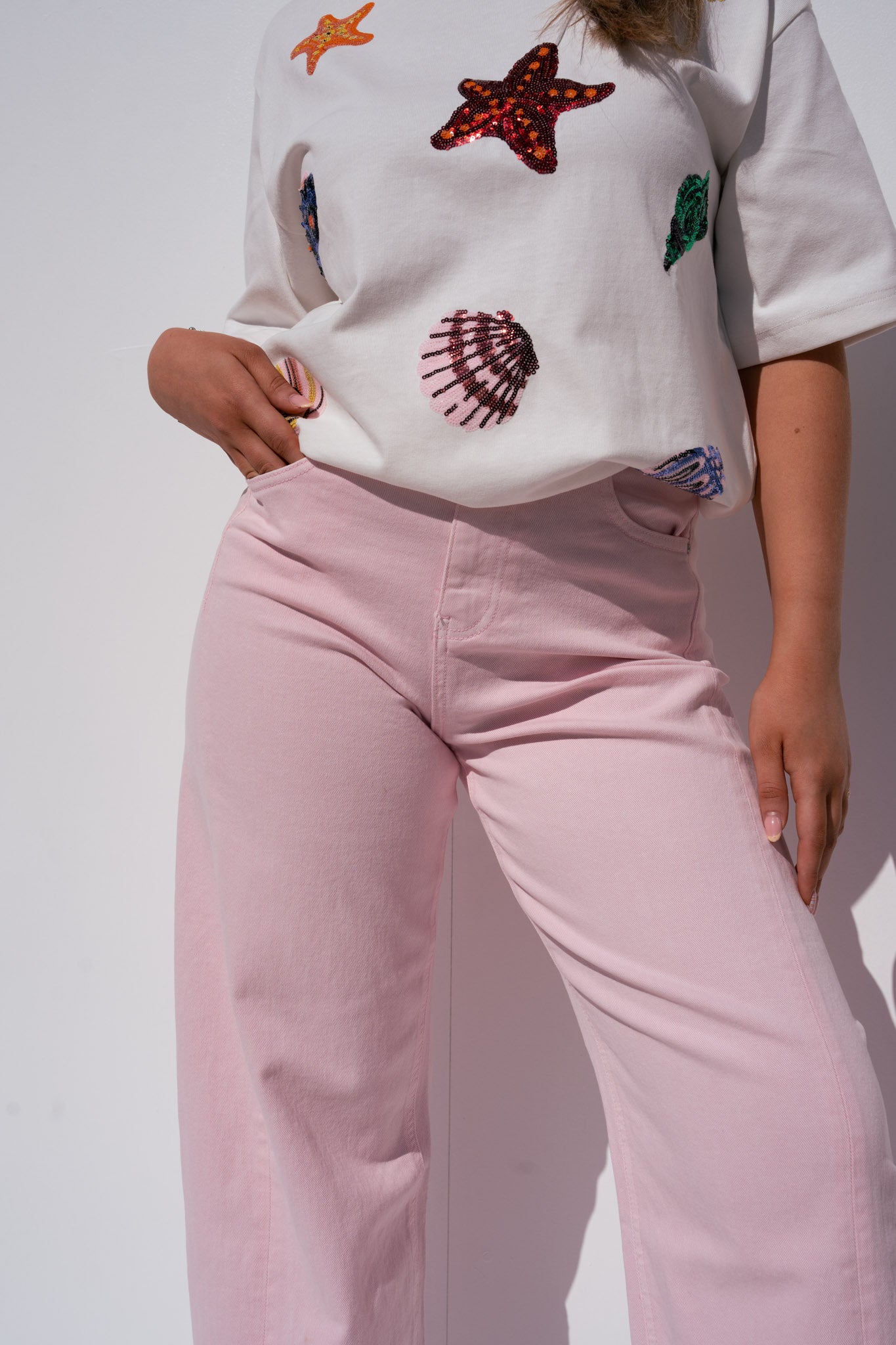 Love Laura Sequin Shell T-Shirt In White
