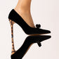Love Laura Statement Bow Heel In Black Velvet
