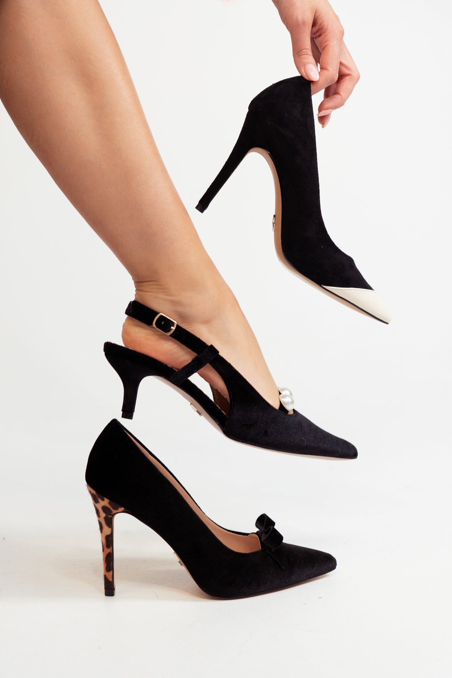Love Laura Statement Bow Heel In Black Velvet