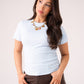 Love Laura Short Sleeve Ribbed T-Shirt In Baby Blue
