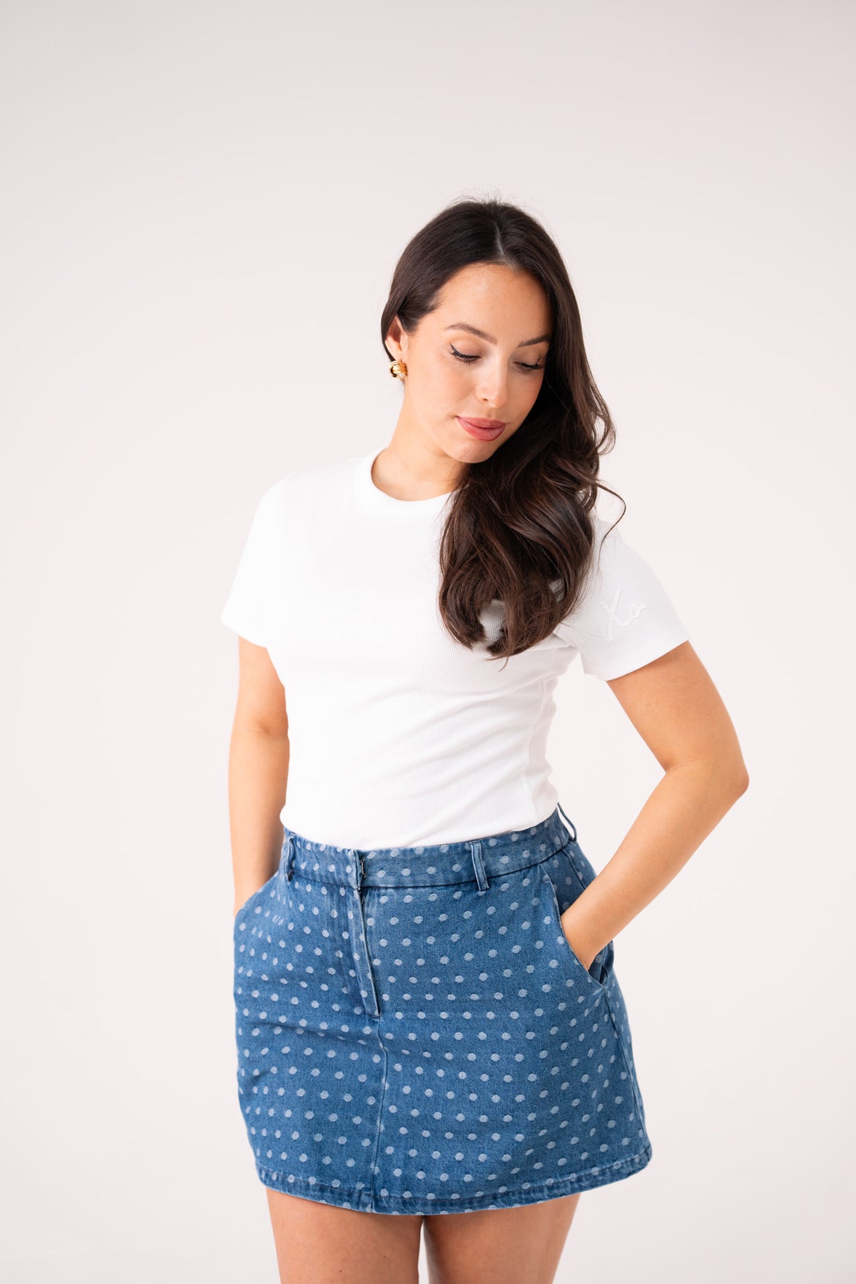 Love Laura Short Sleeve Ribbed T-Shirt In White