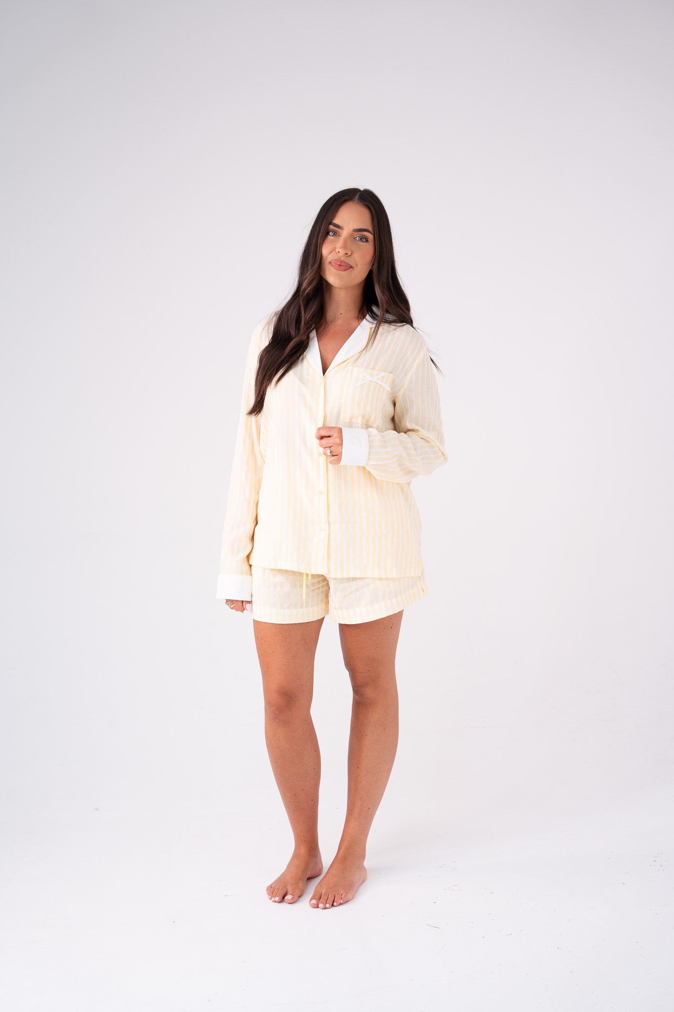 Love Laura Short Pyjamas In Lemon Stripe