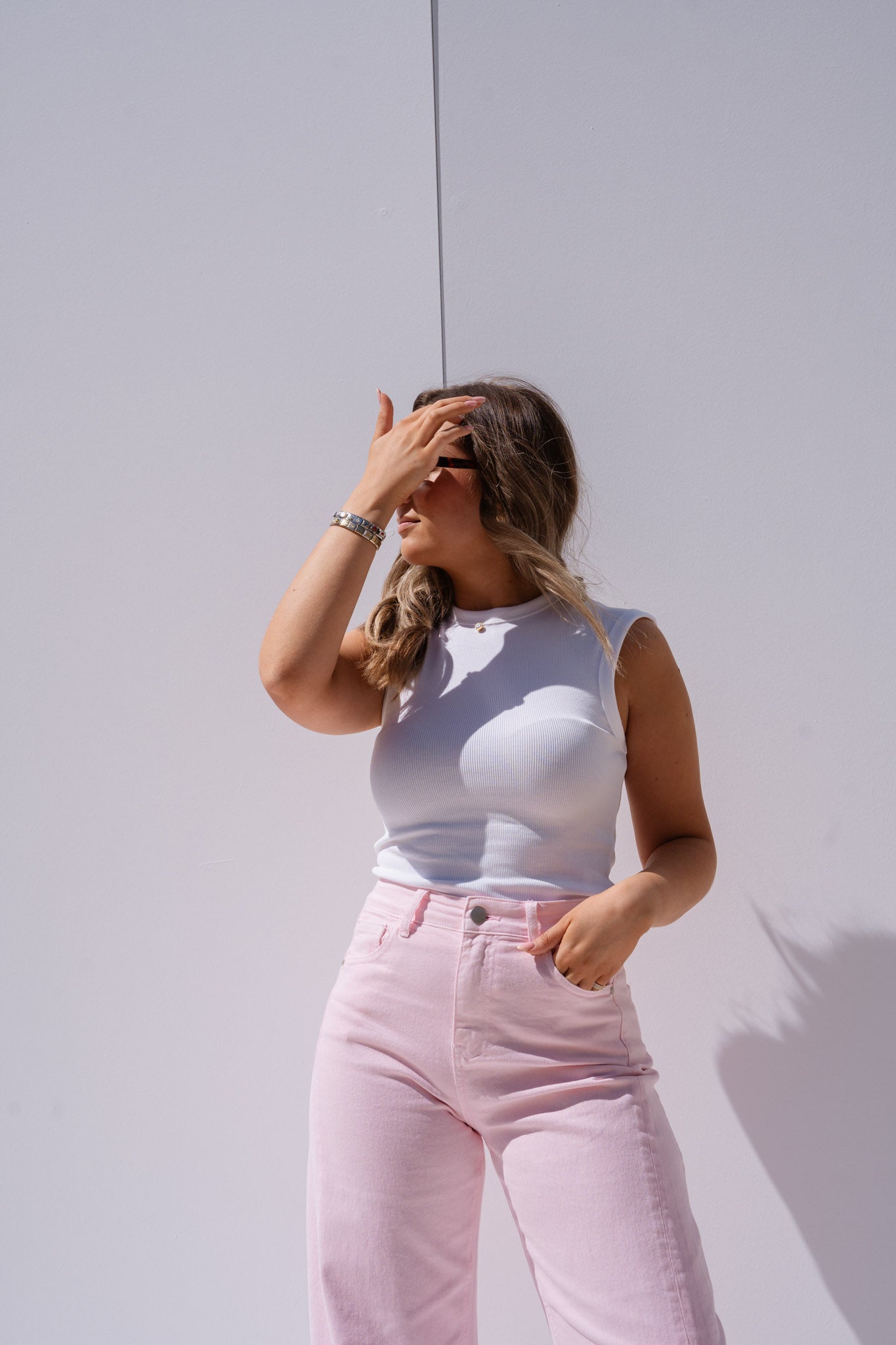 Love Laura Sleeveless Base Top In White