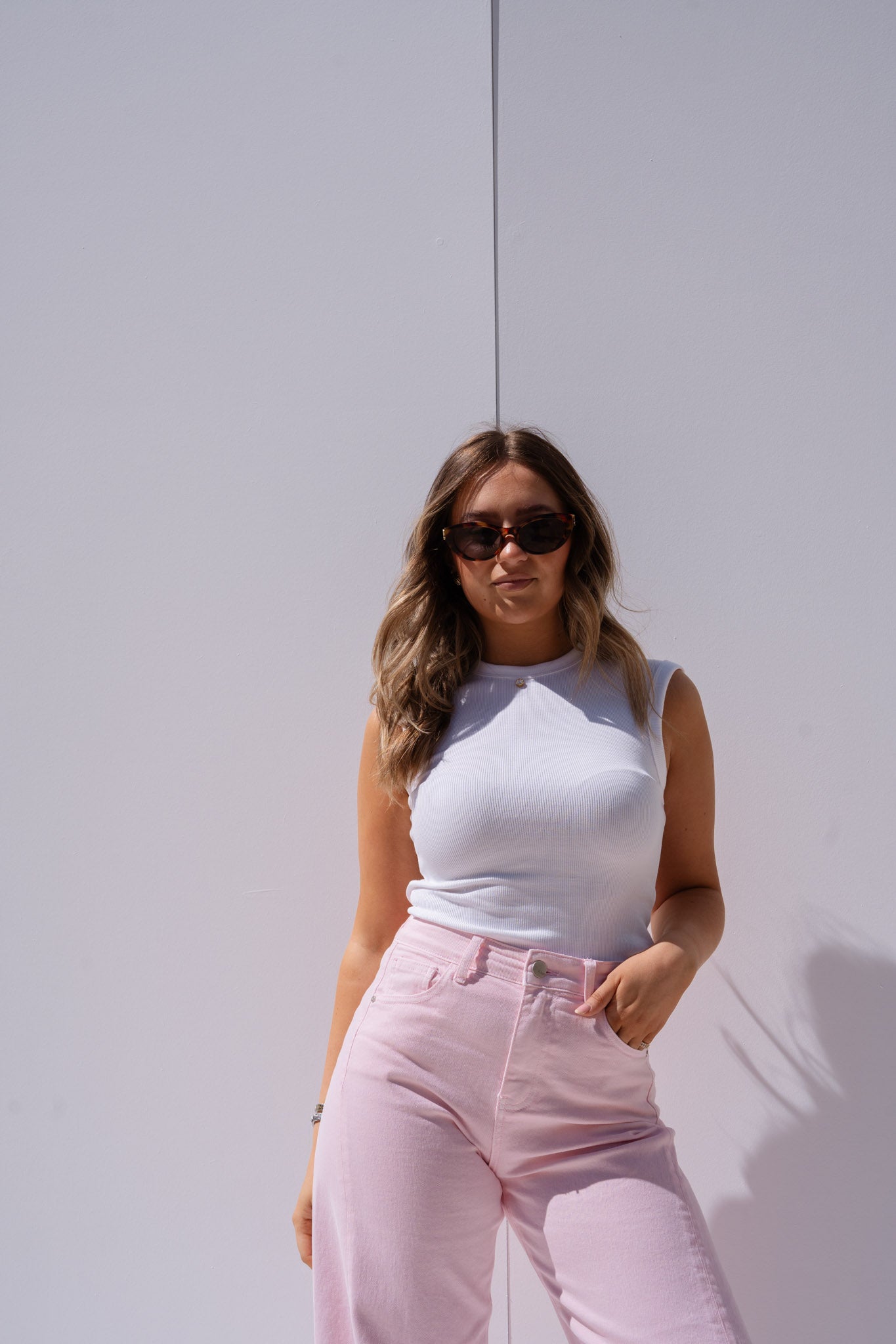 Love Laura Sleeveless Base Top In White