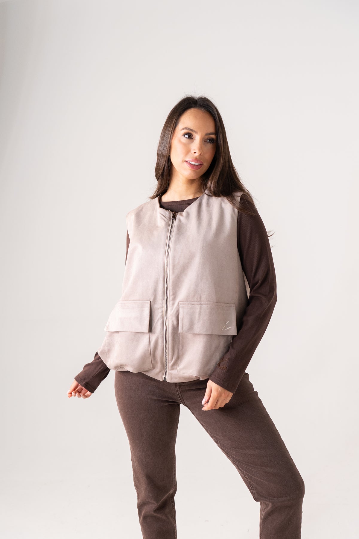 Love Laura Sleeveless Bomber Jacket In Soft Heather