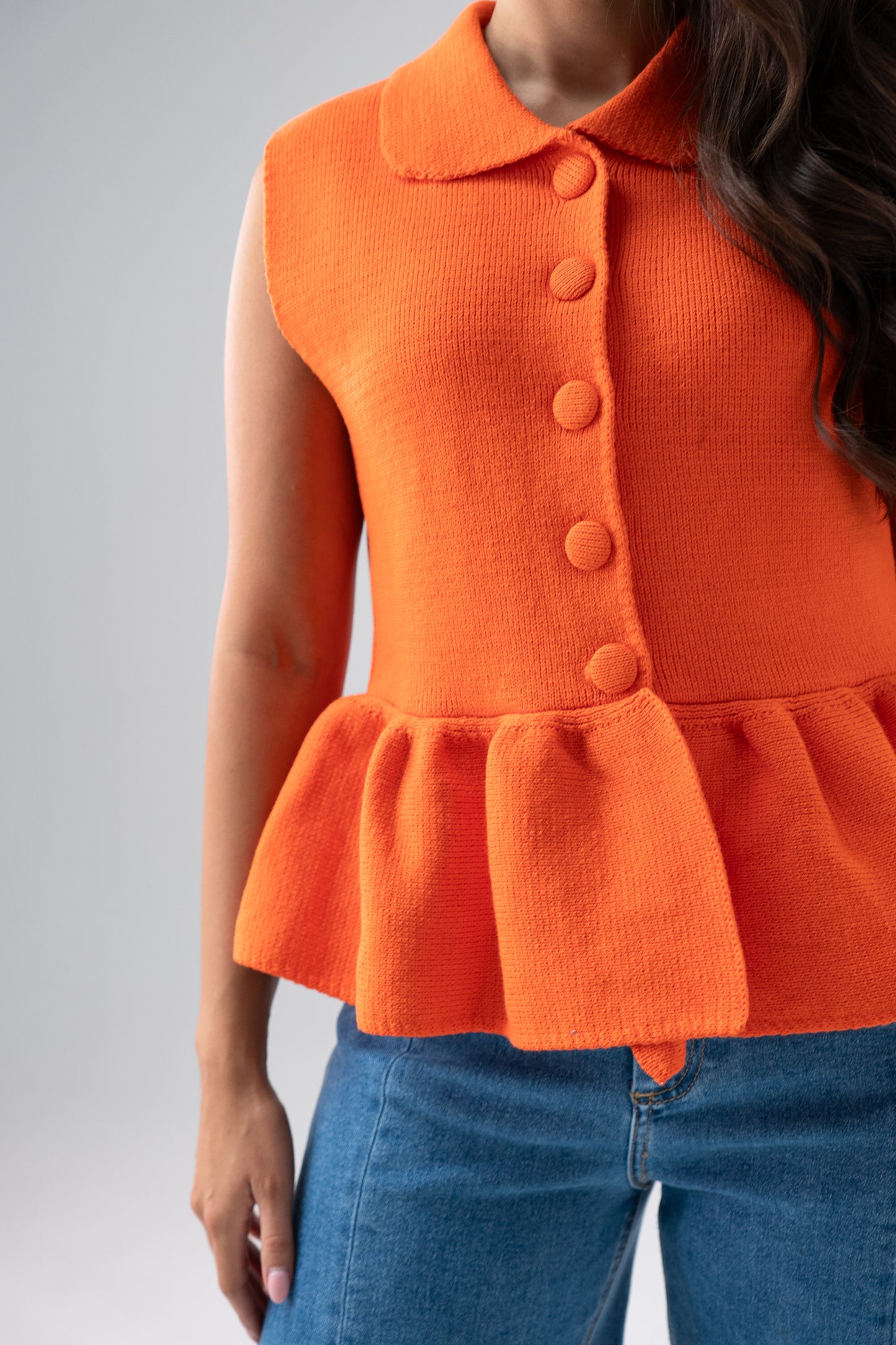 Love Laura Peplum Sleeveless Knit In Orange