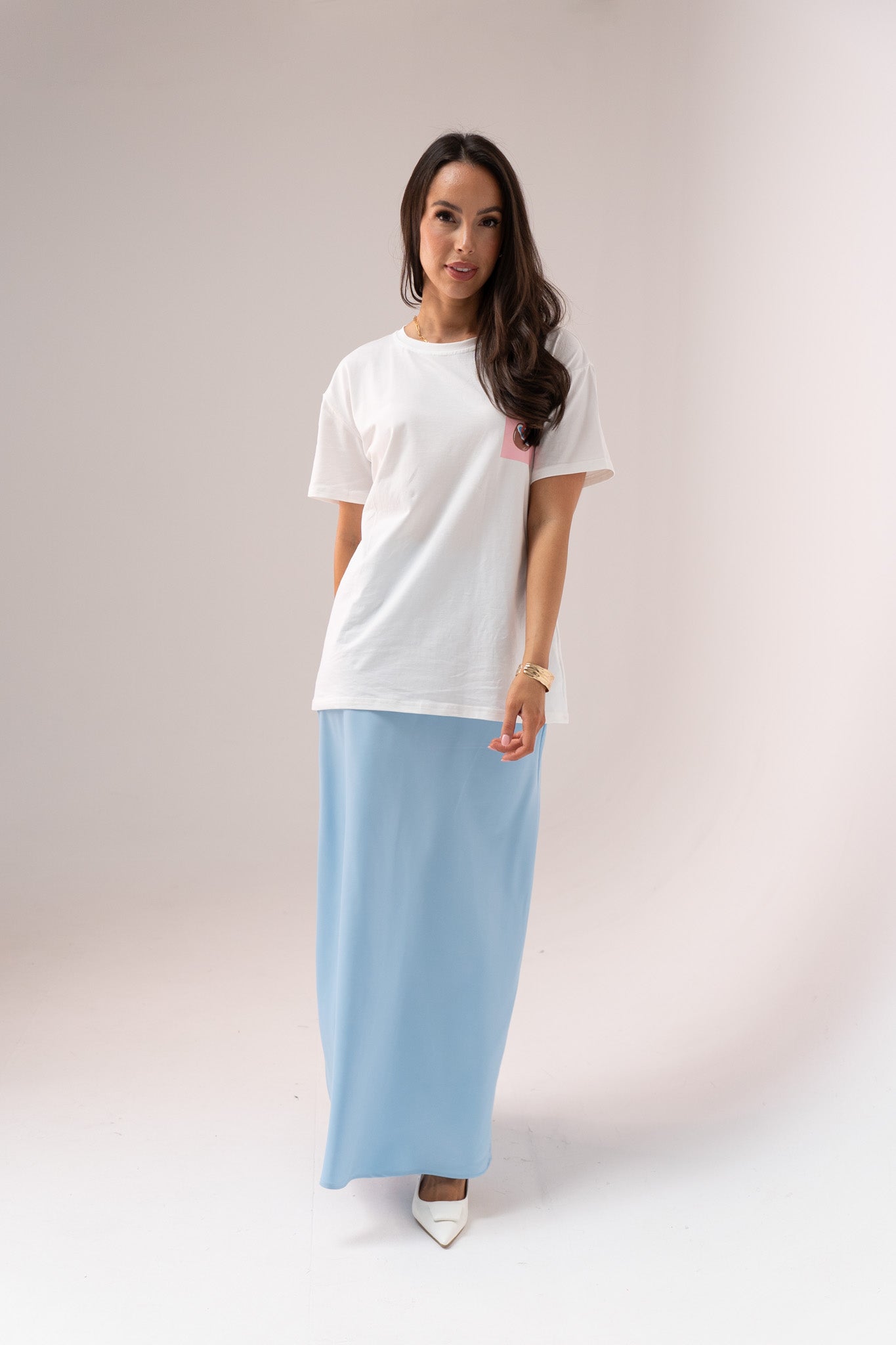 Love Laura Slip Skirt In Powder Blue