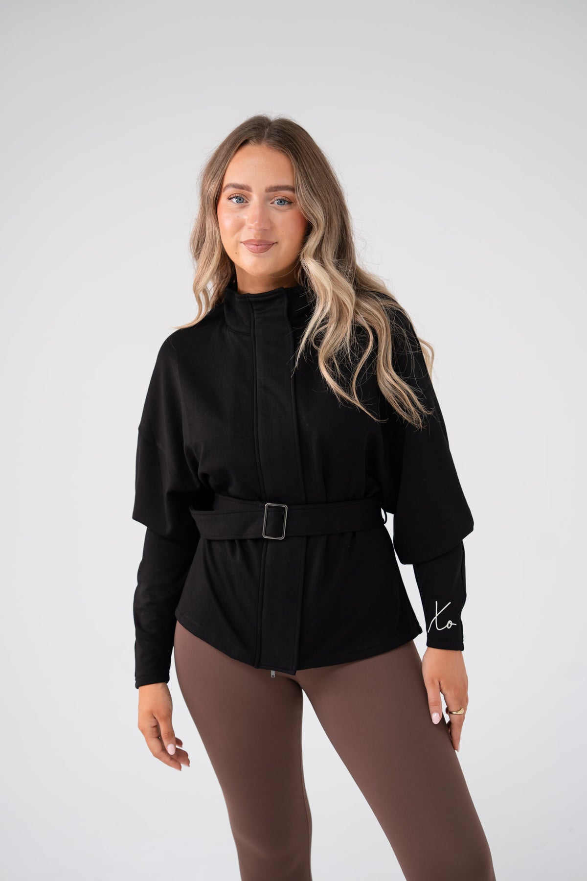 Love Laura Belted Leisure Jacket In Black