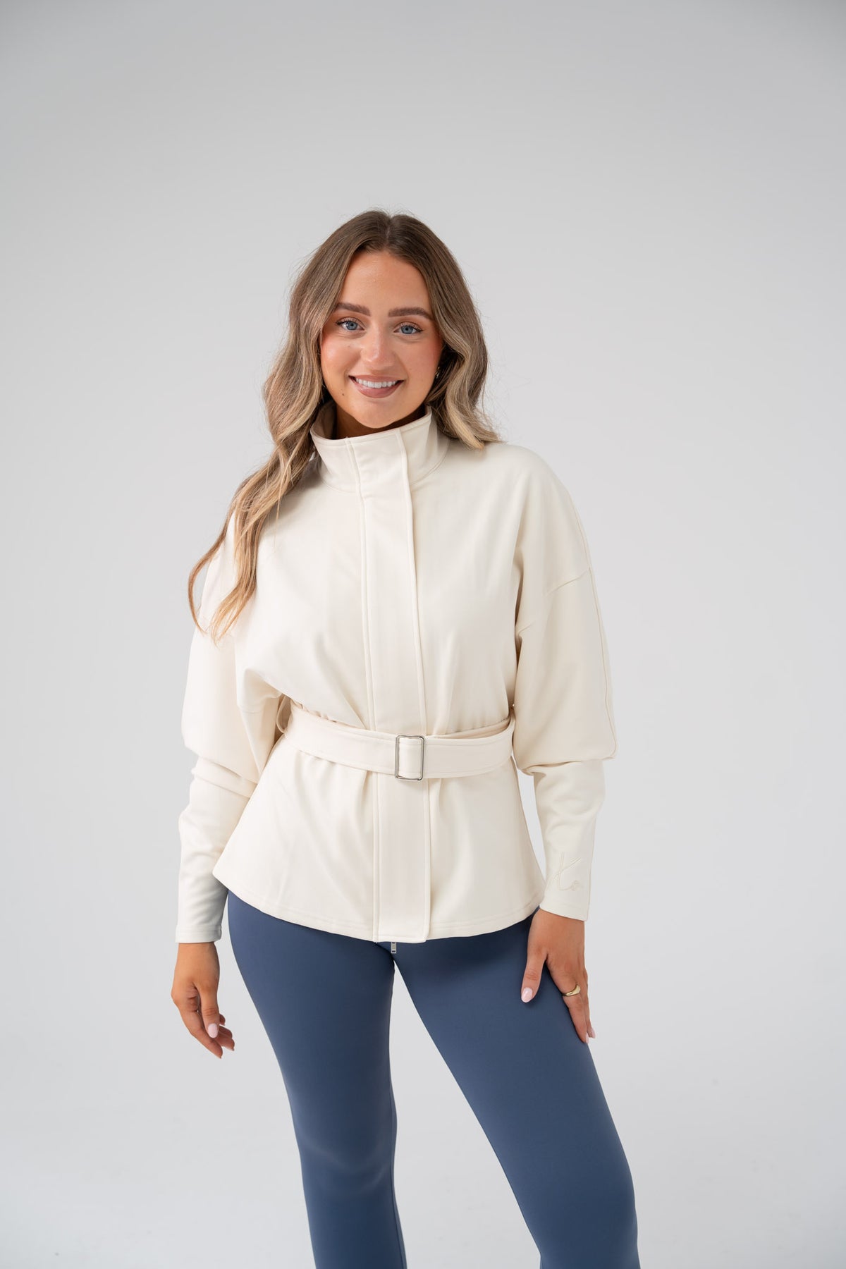Love Laura Belted Leisure Jacket In Cream