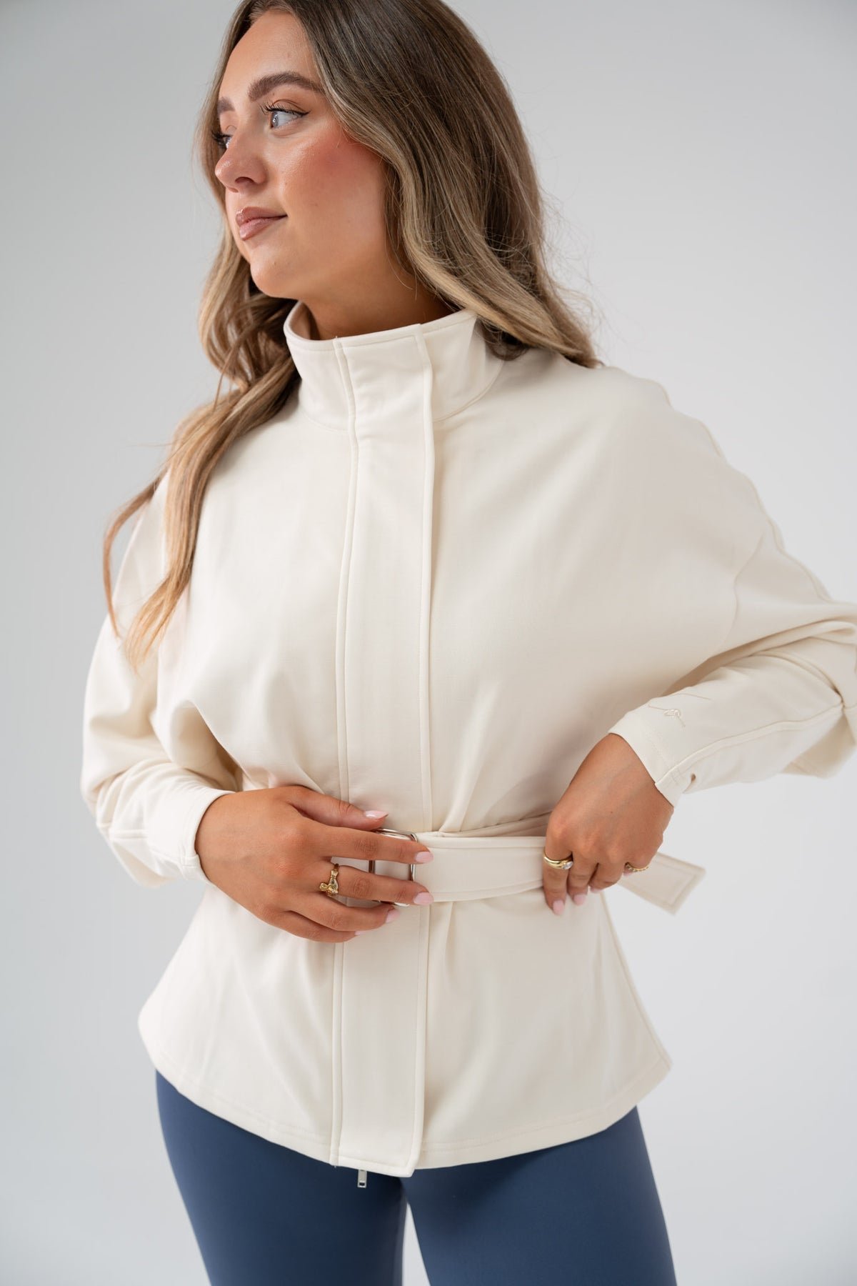 Love Laura Belted Leisure Jacket In Cream