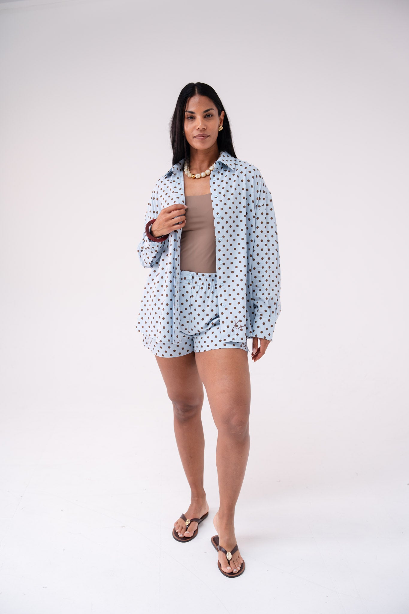 Love Laura Polka Dot Shirt In Blue