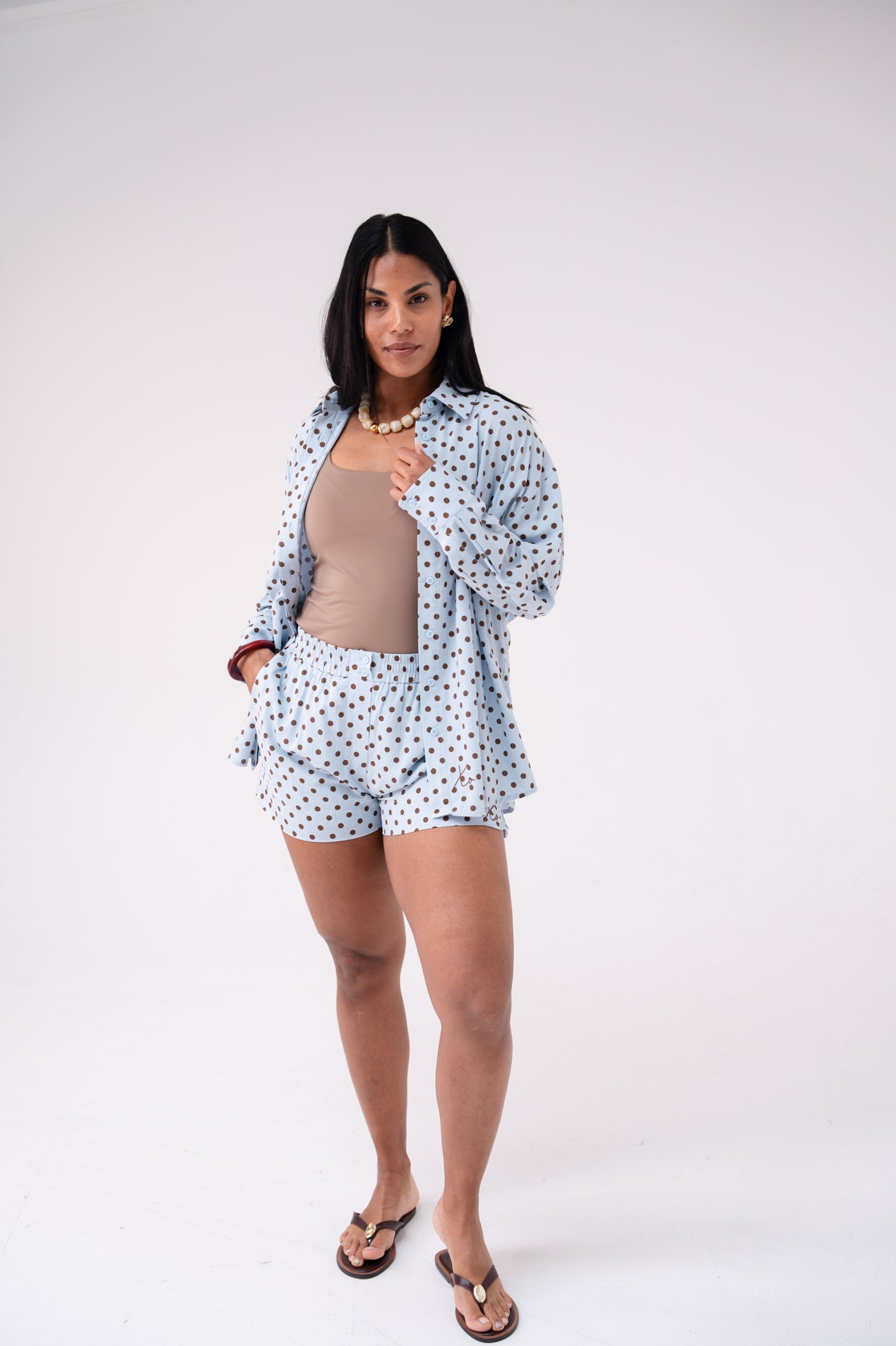 Love Laura Polka Dot Shorts In Blue
