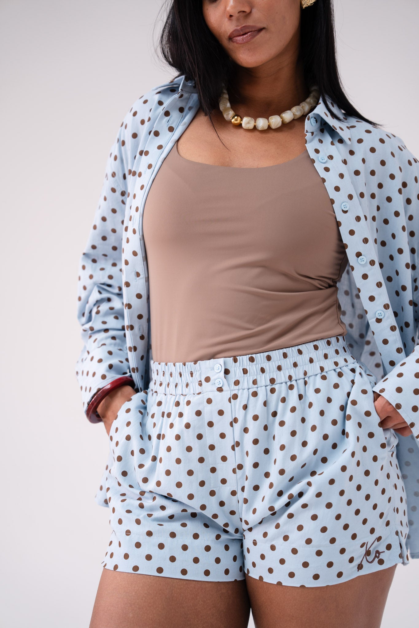 Love Laura Polka Dot Shorts In Blue