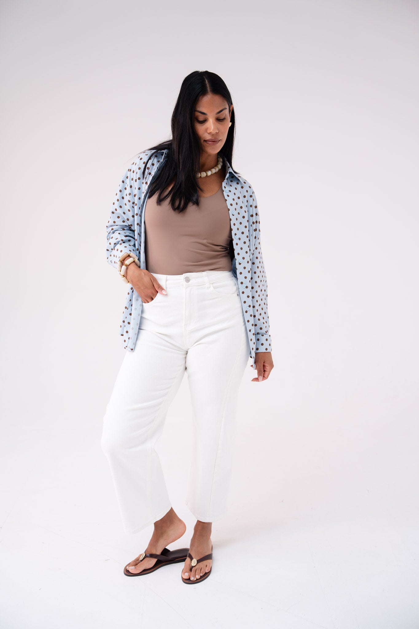 Love Laura Polka Dot Shirt In Blue