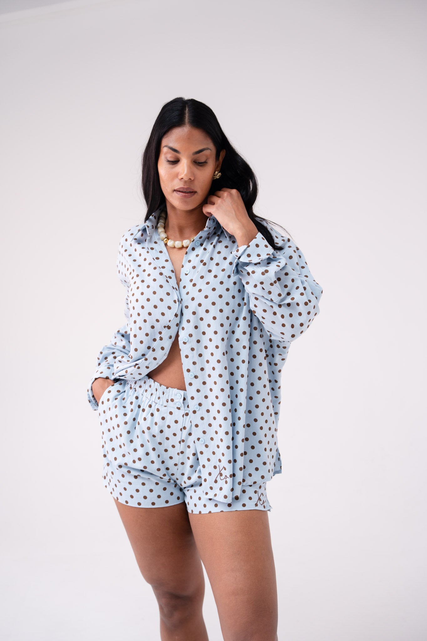 Love Laura Polka Dot Shorts In Blue