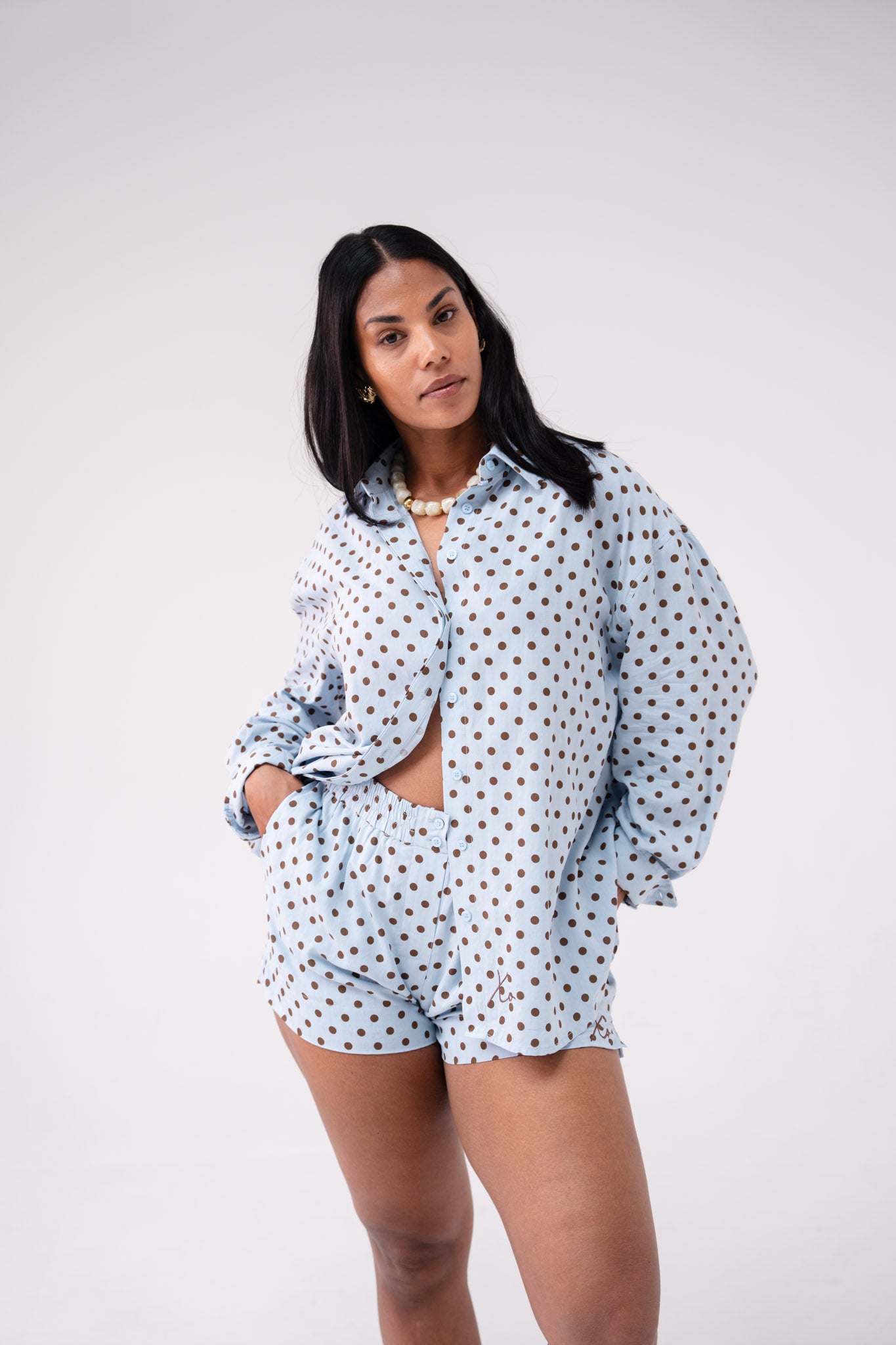 Love Laura Polka Dot Shirt In Blue