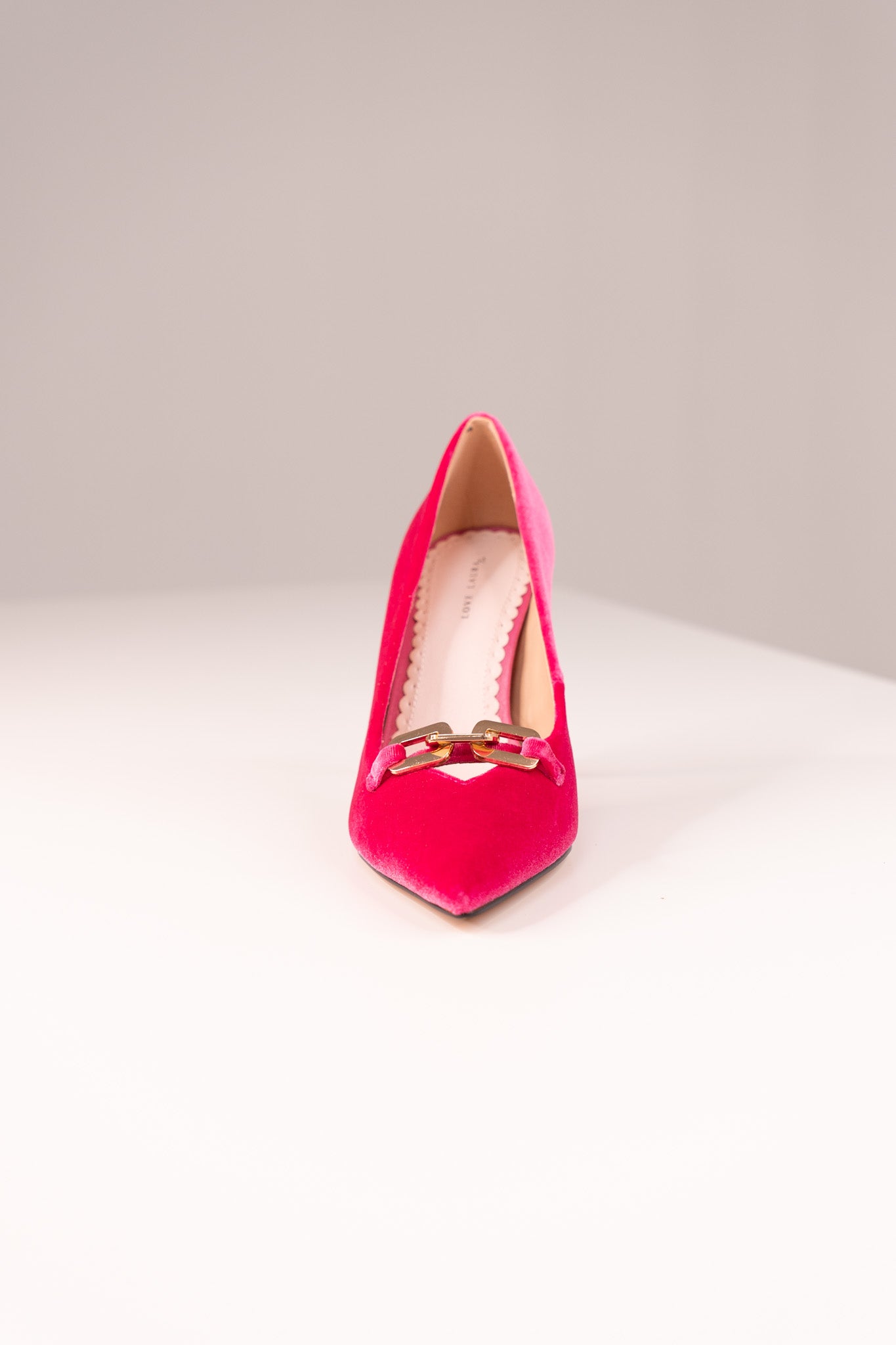 Love Laura Statement Heel In Pink Velvet