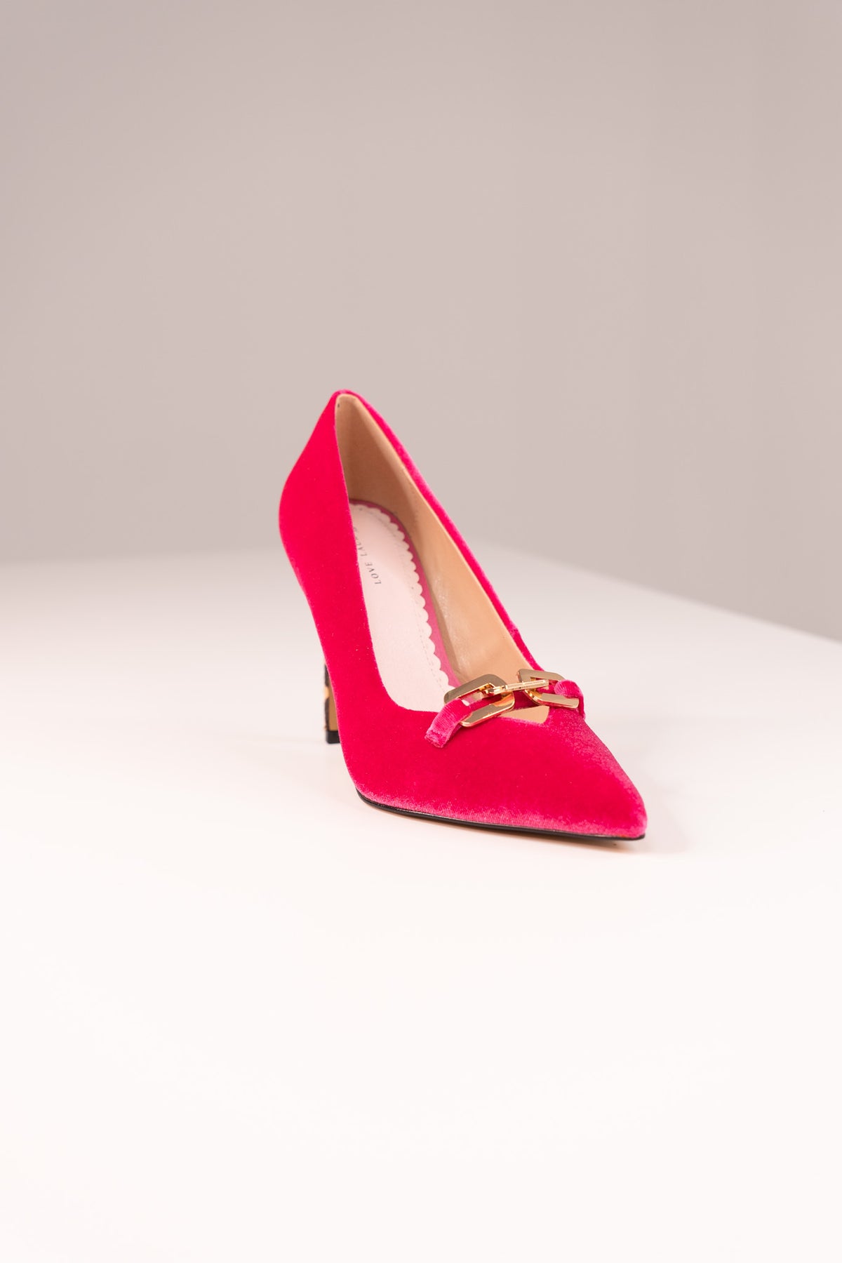 Love Laura Statement Heel In Pink Velvet
