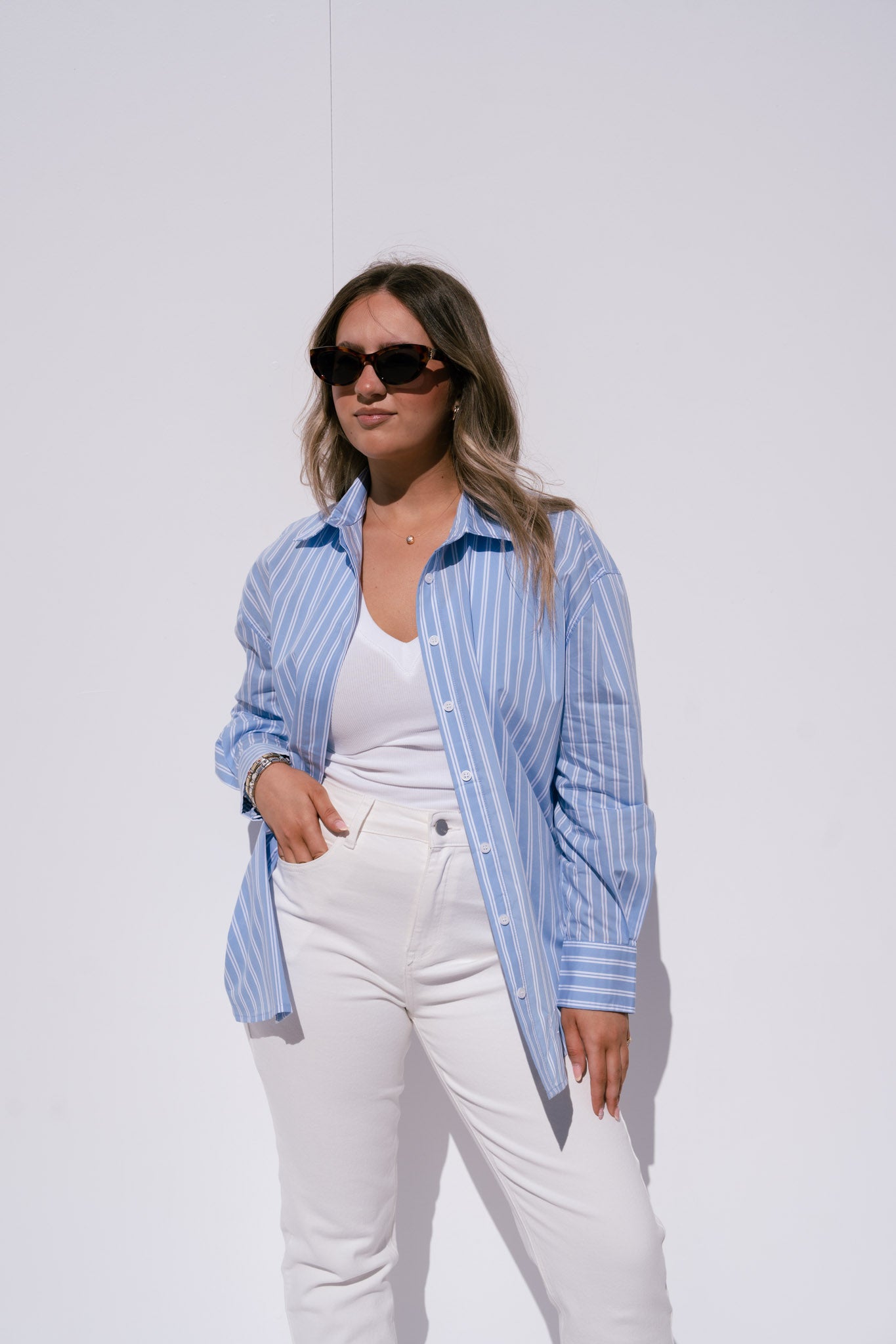 Love Laura Stripe Shirt In Blue