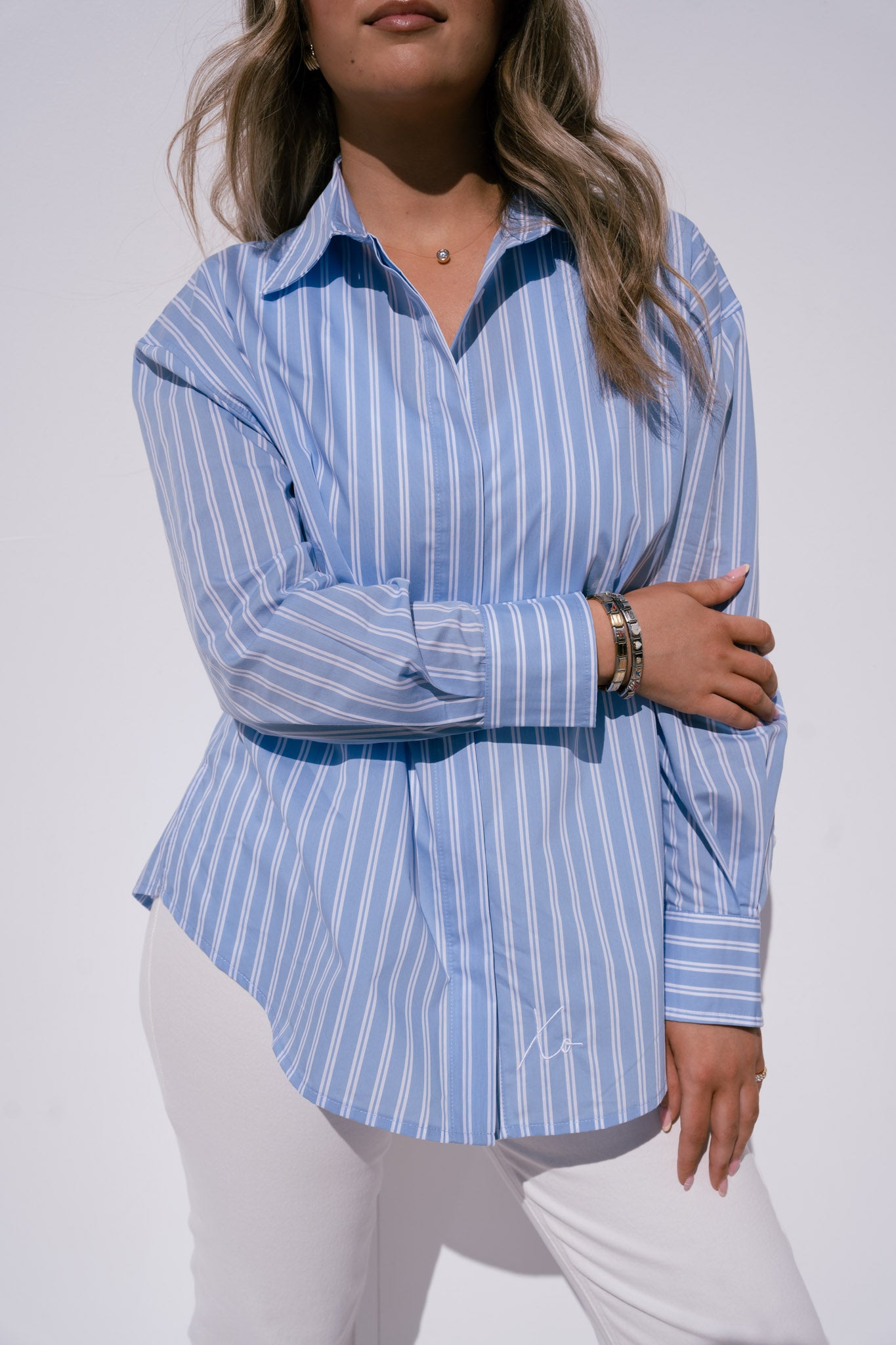 Love Laura Stripe Shirt In Blue