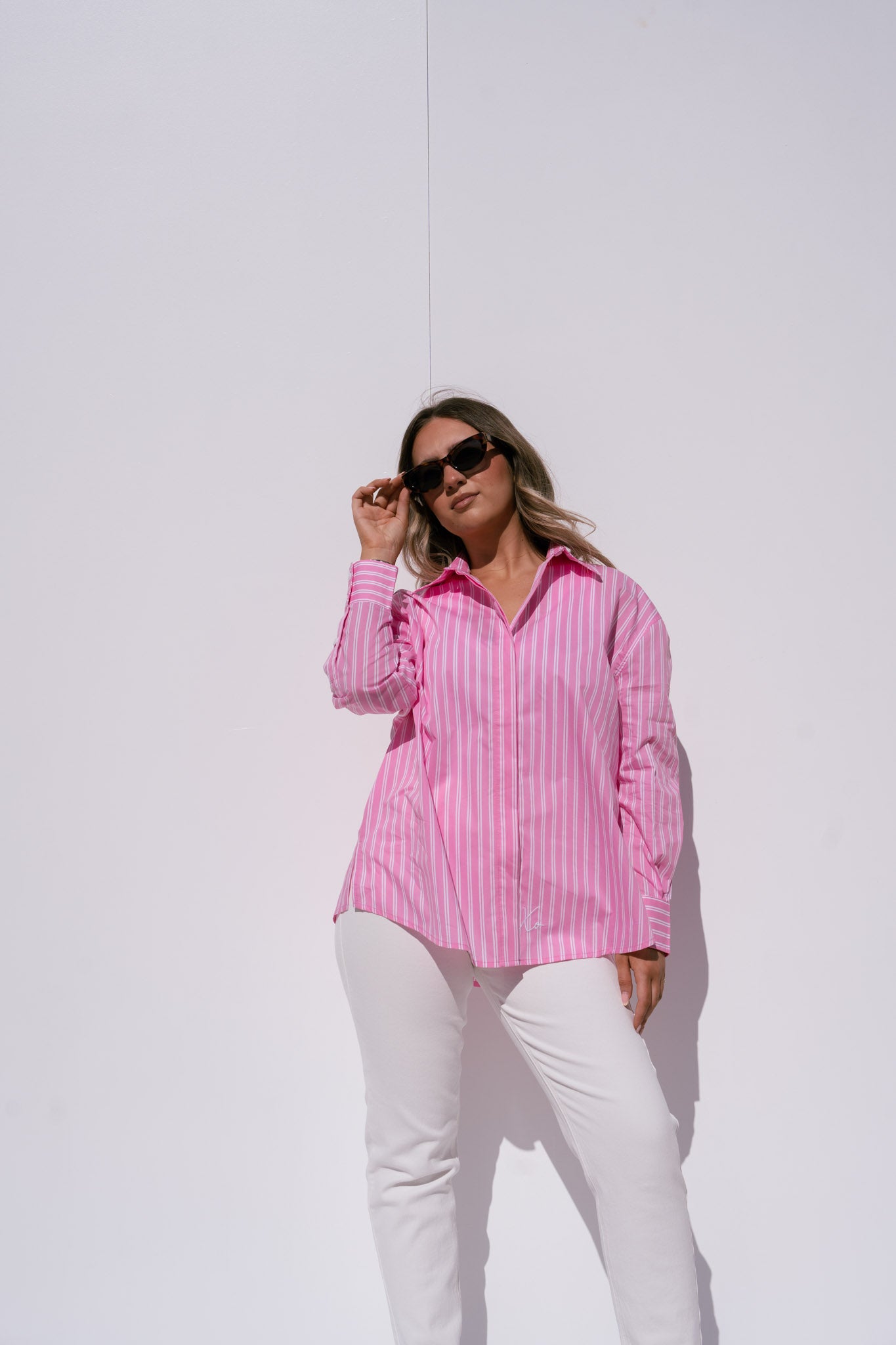Love Laura Stripe Shirt In Pink