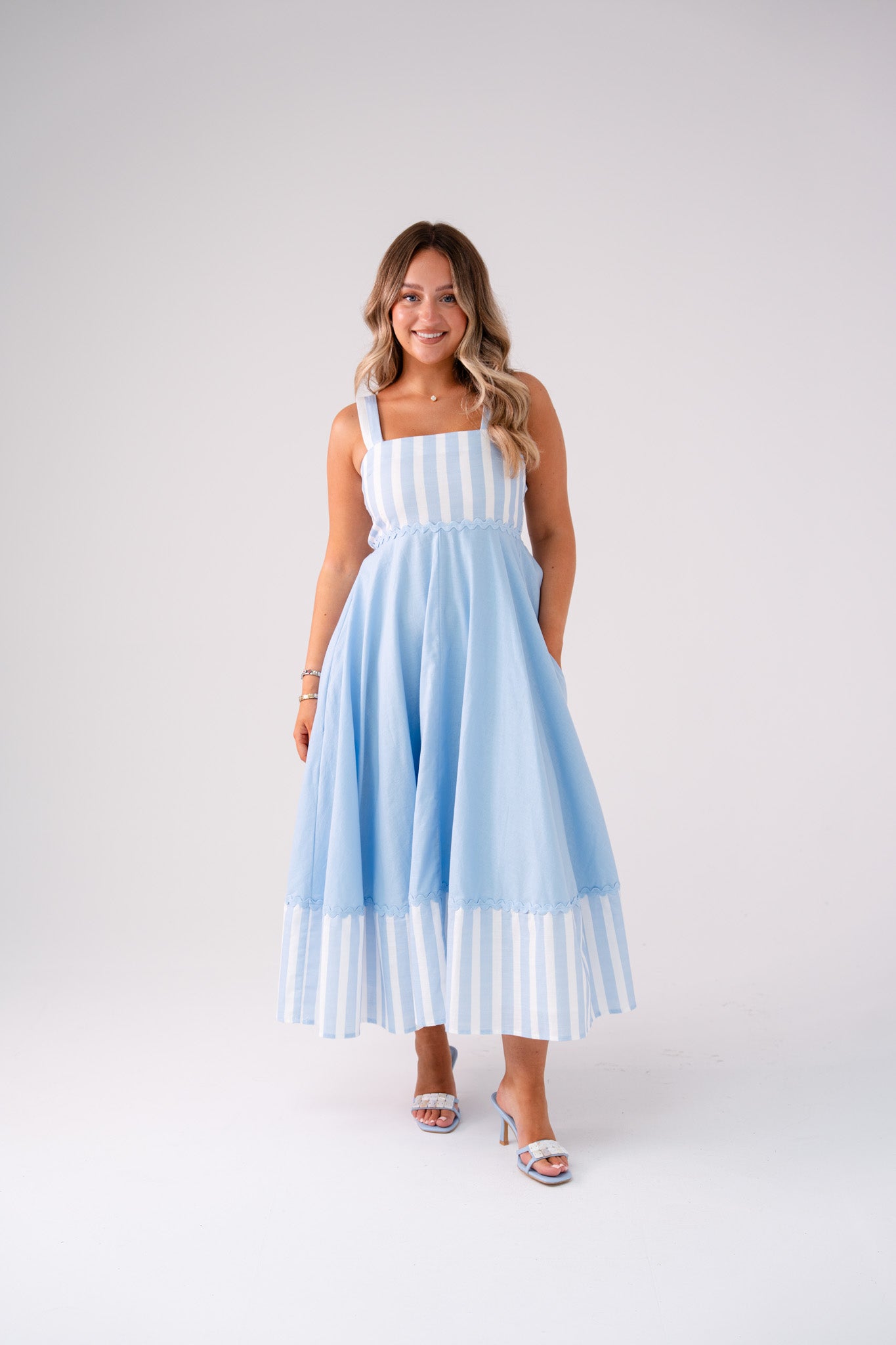 Love Laura Stripe Midi Dress In Blue