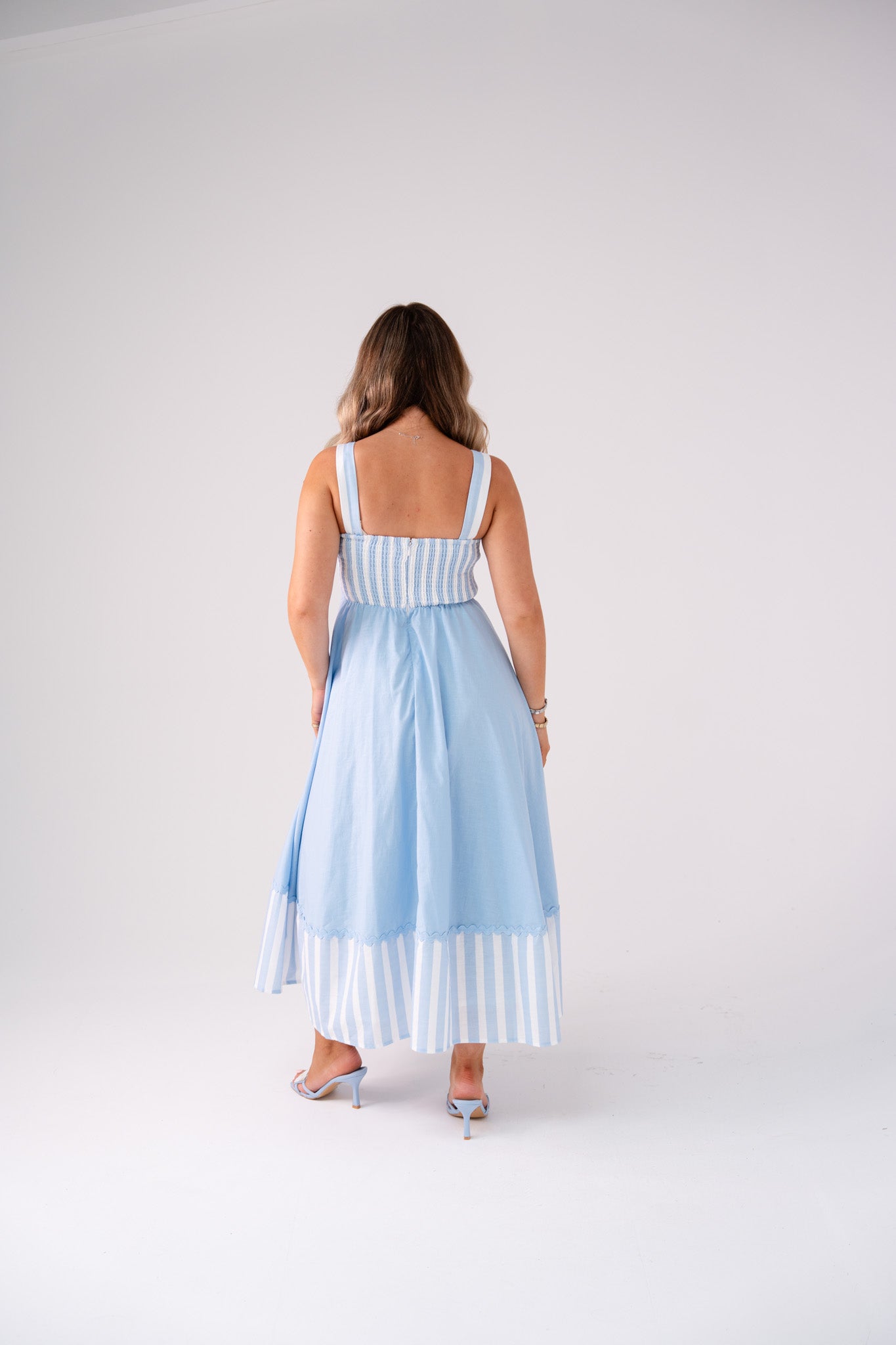 Love Laura Stripe Midi Dress In Blue