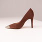 Love Laura Textured Heel In Chocolate