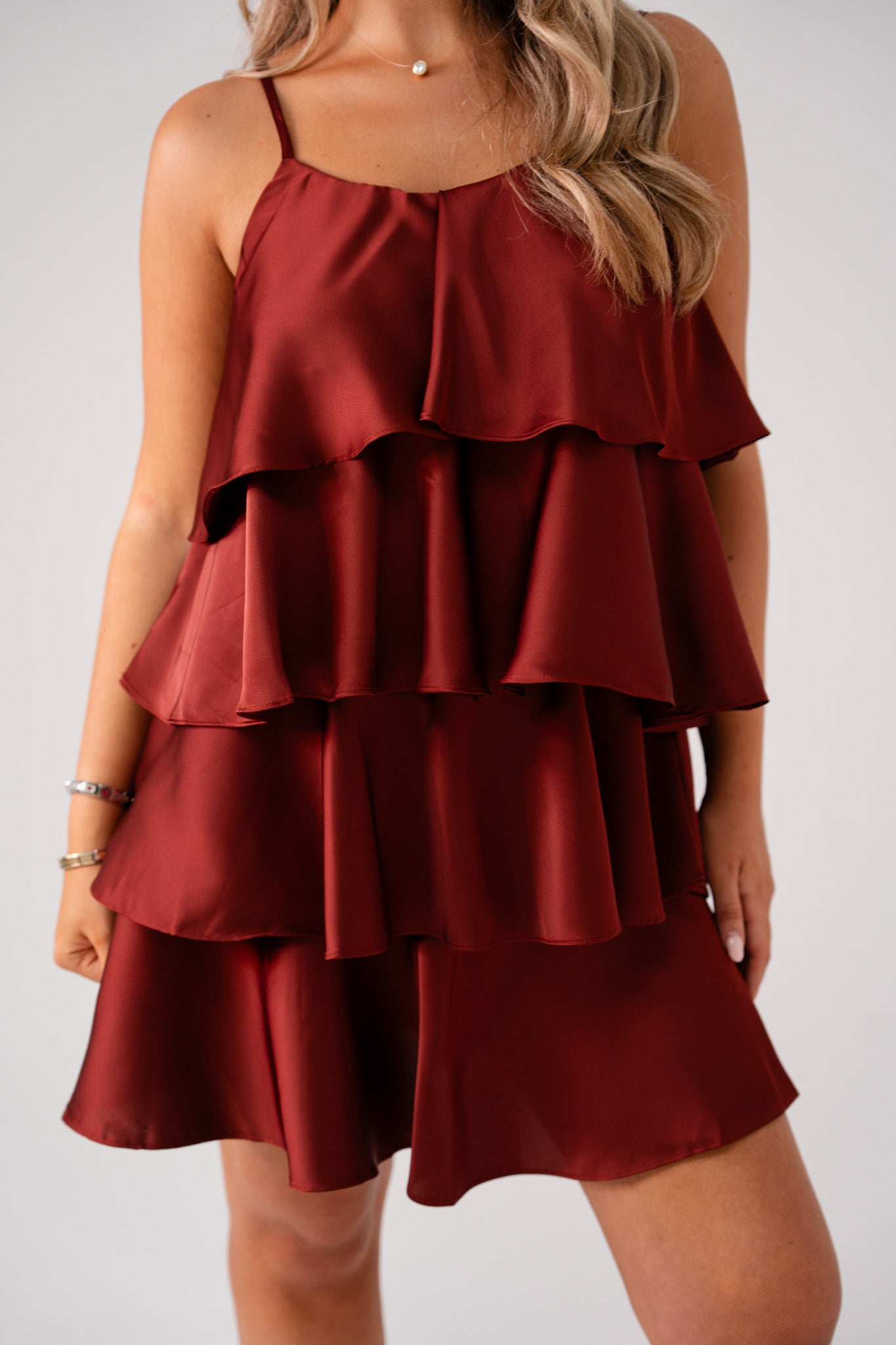 Love Laura Tiered Mini Dress In Bronze