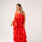 Love Laura Tiered Midi Dress In Red