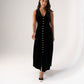 Love Laura Pearl Button Velvet Dress In Black