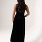 Love Laura Pearl Button Velvet Dress In Black