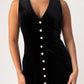 Love Laura Pearl Button Velvet Dress In Black