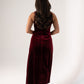 Love Laura Pearl Button Velvet Dress In Burgundy