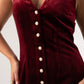 Love Laura Pearl Button Velvet Dress In Burgundy