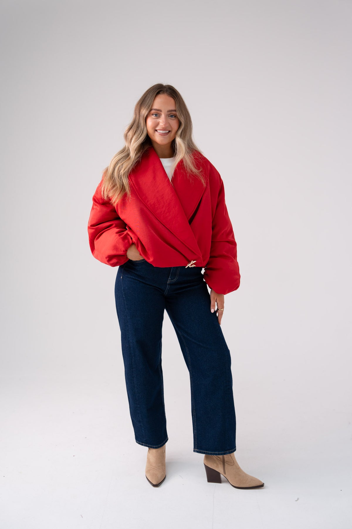Love Laura Statement Collar Jacket In Red