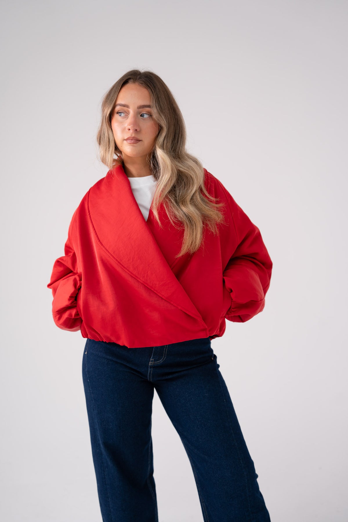 Love Laura Statement Collar Jacket In Red