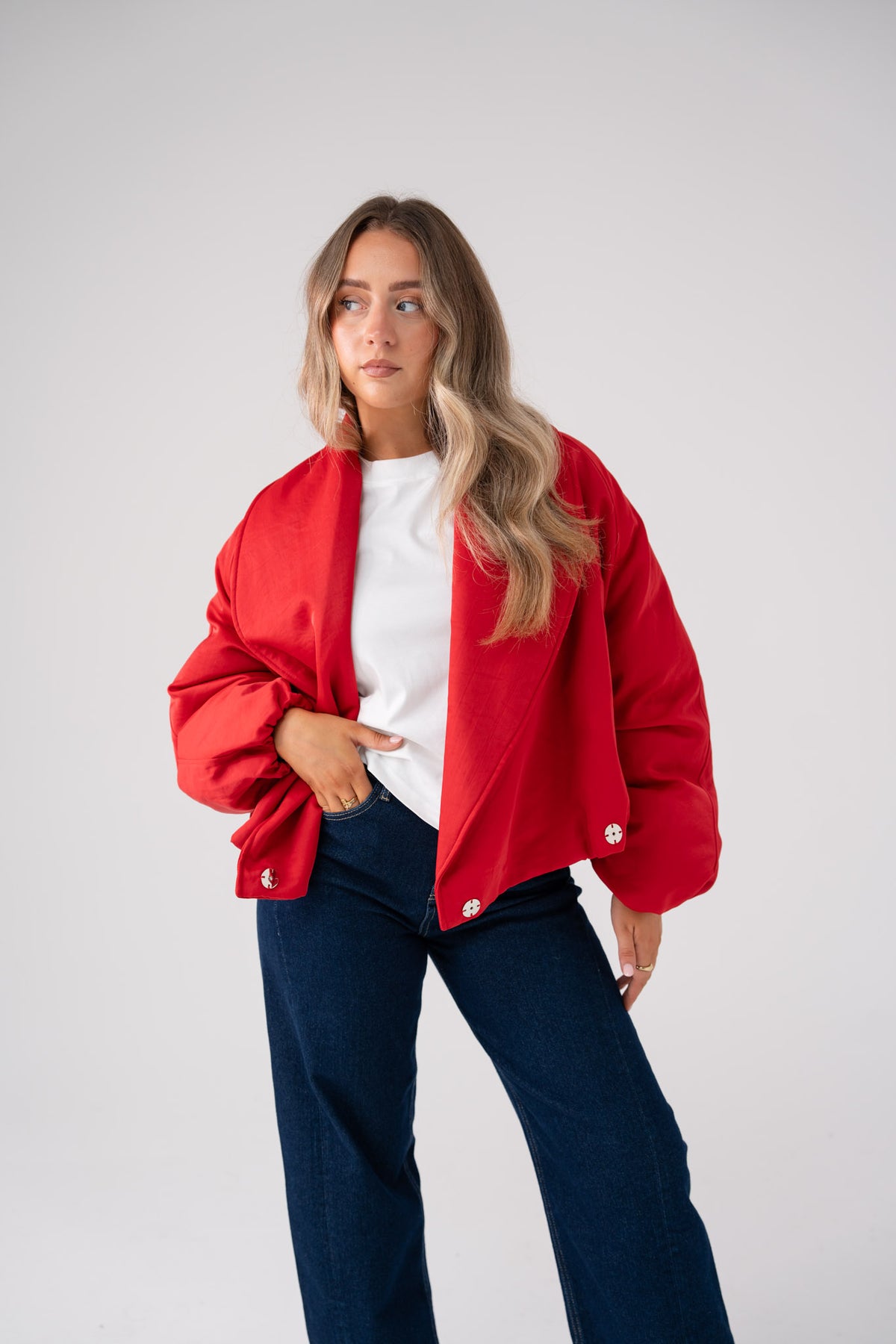 Love Laura Statement Collar Jacket In Red