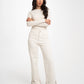 Love Laura Chocolate Trim Turn Up Jeans In Cream