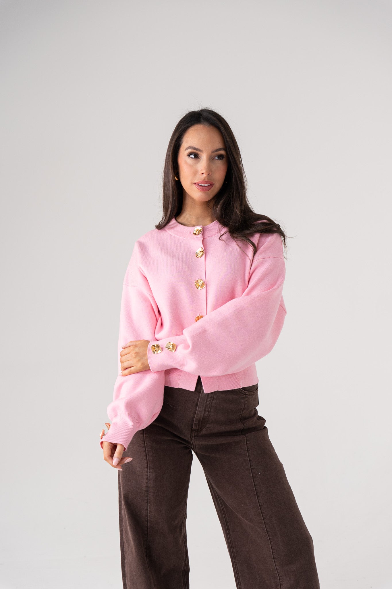 Love Laura Cardigan In Light Pink