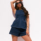 Love Laura Peplum Top In Denim