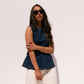 Love Laura Peplum Top In Denim